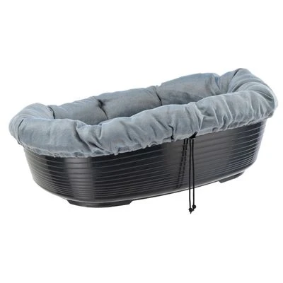Cesta Ferplast Siesta Deluxe Negra Con Funda Sofá Tweed Azul 2 Cesta Ferplast Siesta Deluxe Negra Con Funda Sofá Tweed Azul - Imagen 2