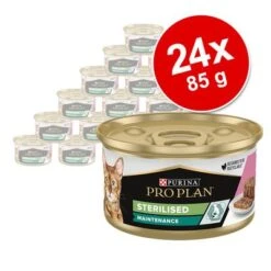 Purina Pro Plan Sterilised 24 X 85 G En Latas -Mascota Tienda 171796 proplancat sterilised salmon 85g hs 02 9
