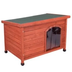 Caseta De Madera Woody Con Puerta Para Perros -Mascota Tienda 55518 pla woody flachdach fg 8286 9