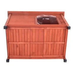 Caseta De Madera Woody Con Puerta Para Perros -Mascota Tienda 55518 woody flachdach fg 8302 3
