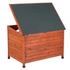 Caseta De Madera Woody Premium Con Puerta Para Perros -Mascota Tienda 70354 hundehuette flachdach fg 1120021 3