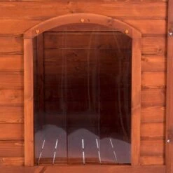 Caseta De Madera Woody Premium Con Puerta Para Perros -Mascota Tienda 70354 hundehuette flachdach fg 1120029 3