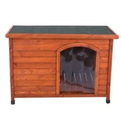 Caseta De Madera Woody Premium Con Puerta Para Perros -Mascota Tienda 70354 pla hundehuette flachdach fg 1120020 4