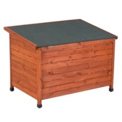 Caseta De Madera Woody Premium Con Puerta Para Perros -Mascota Tienda 70354 pla hundehuette flachdach fg 1120022 0