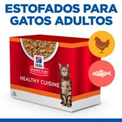Hill's Science Plan Hill's Adult Healthy Cuisine Con Pollo Y Salmón Para Gatos -Mascota Tienda sp adult cat healthy cuisine multipack pouch chicken salmon bk28510m bk28658m multipack plp 1