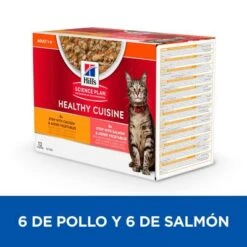 Hill's Science Plan Hill's Adult Healthy Cuisine Con Pollo Y Salmón Para Gatos -Mascota Tienda sp adult cat healthy cuisine pouch chicken salmon bk28510m bk28658m multipack 8